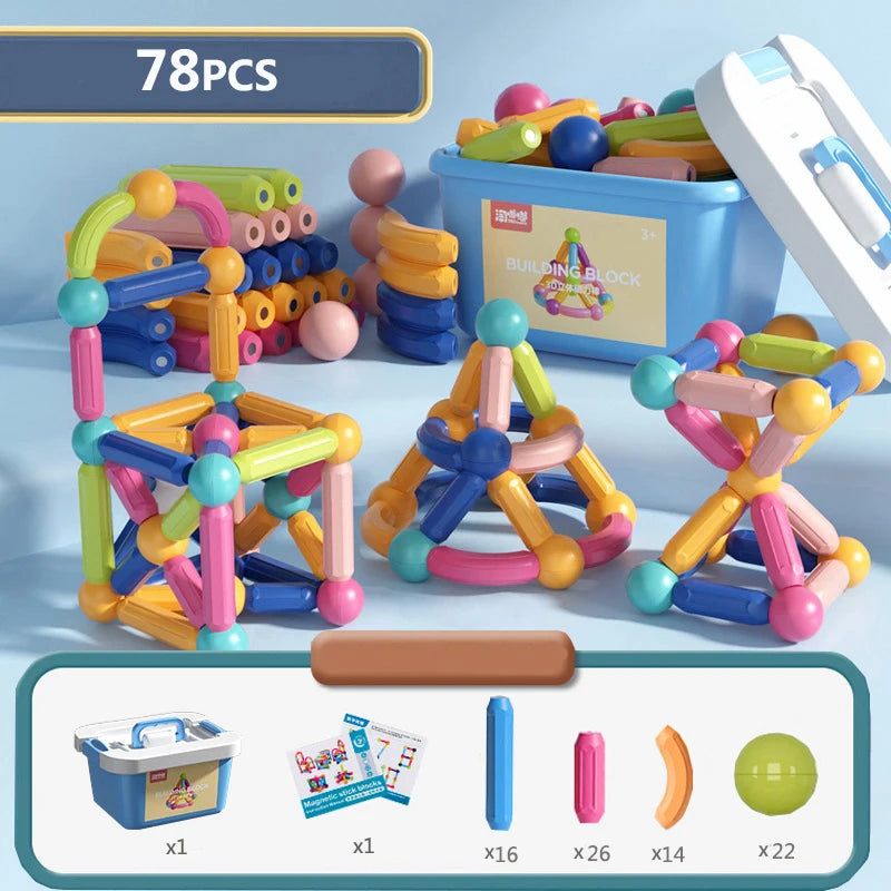 Magnetische Bauklötze für Kinder – Montessori-Lernspaß