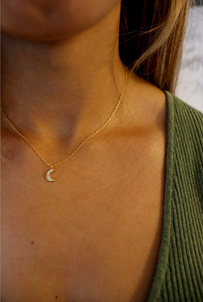 Halbmond-Halskette aus 925 Sterling Silber