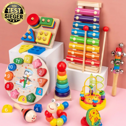 9-in-1 Montessori Holzspielzeug Set für Babys und Kleinkinder