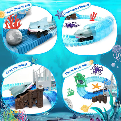 Shark Rennwagen Spielzeug - Flexibler Rennbahn-Set