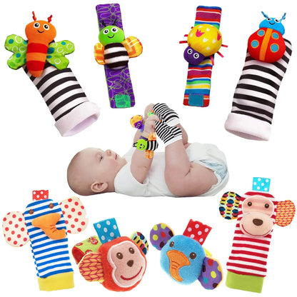 Baby Rassel-Set – Sensorisches Handgelenk- und Socken-Rasselspielzeug (4-teilig)