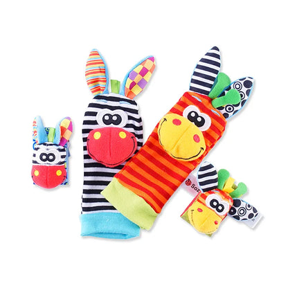 Baby Rassel-Set – Sensorisches Handgelenk- und Socken-Rasselspielzeug (4-teilig)