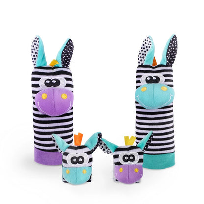 Baby Rassel-Set – Sensorisches Handgelenk- und Socken-Rasselspielzeug (4-teilig)