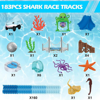 Shark Rennwagen Spielzeug - Flexibler Rennbahn-Set
