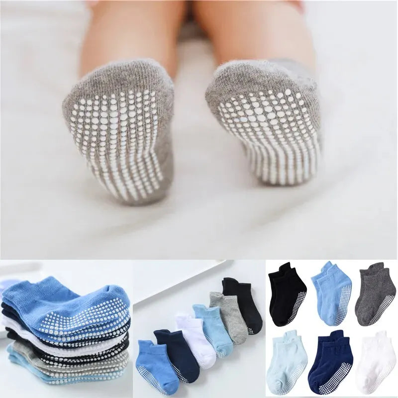6 Paar Anti-Rutsch Baby, Kleinkind-Socken aus Baumwolle