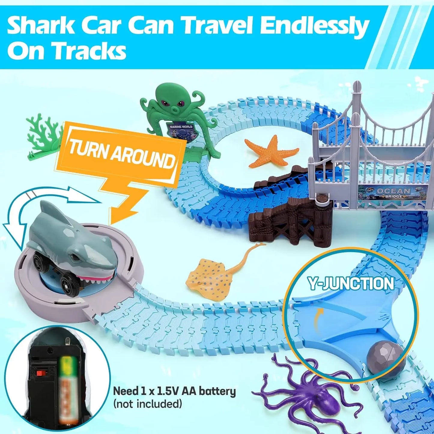 Shark Rennwagen Spielzeug - Flexibler Rennbahn-Set